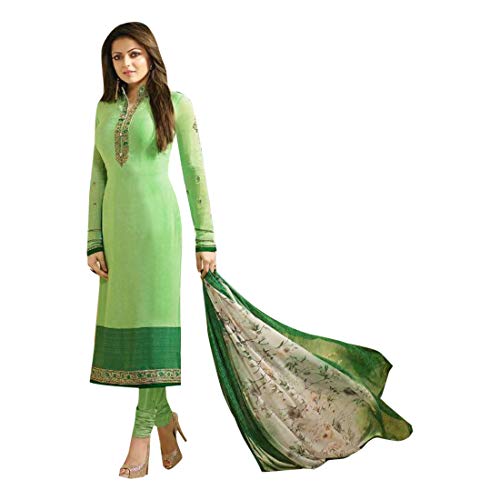 Traje religioso Verde de Bollywood con Estampado de crepé de Seda Kameez de Salwar Kameez, Vestido musulmán Festivo 7334