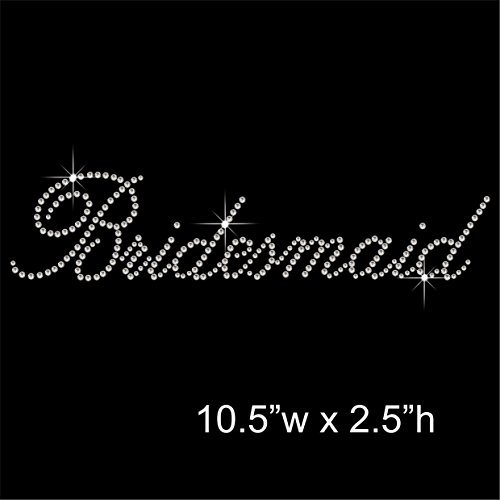 Transferencia de pedrería para aplicación con plancha para despedidas de soltera con el texto en inglés «Bridesmaid»