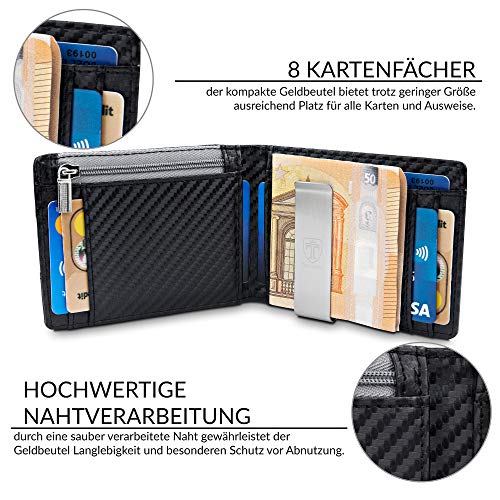 TRAVANDO Cartera con Pinza para Billetes New York Bloqueo RFID Seguridad tarjetera Hombre