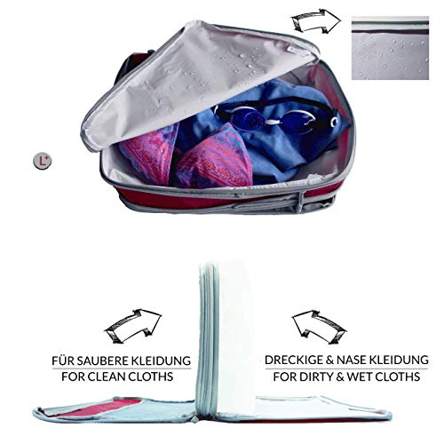 TRAVEL DUDE Organizador de Maletas con Bolsas de Compresión para Equipaje | Bolsas Organizadoras Maleta | Easy Travel | Ultra liviano (Rojo Vino, 7 Piezas)