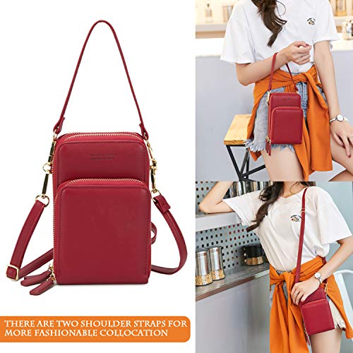 Travistar Bolso de Teléfono Móvil para Mujer Bolsos Bandolera Bolso de Hombro Pequeño Bolsa de Cuero PU Bolso para Crossbody Monedero con Correa Hombro y Ranura para Tarjetas