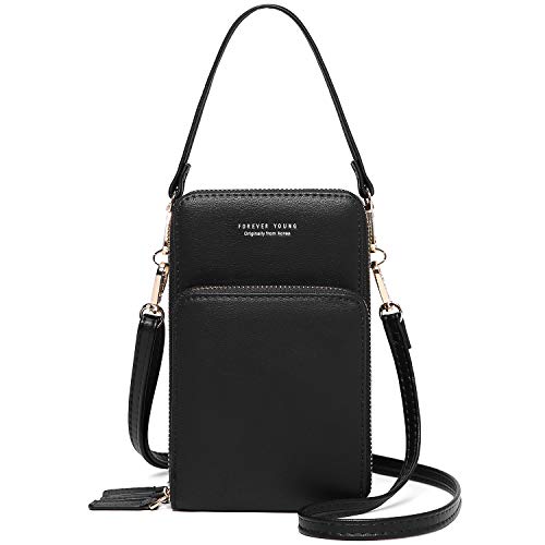 Travistar Bolso de Teléfono Móvil para Mujer Bolsos Bandolera Bolso de Hombro Pequeño Bolsa de Cuero PU Bolso para Crossbody Monedero con Correa Hombro y Ranura para Tarjetas