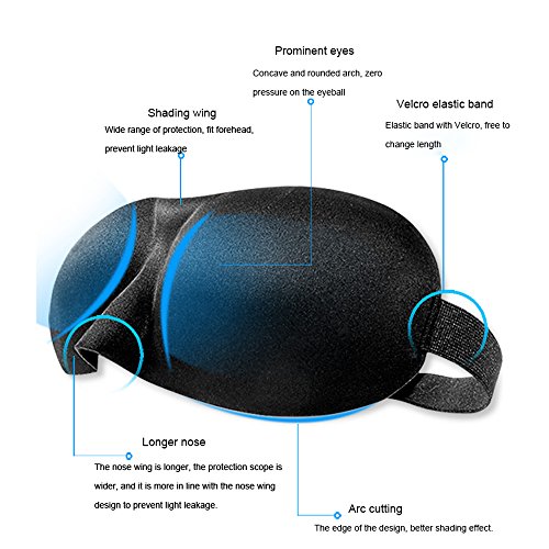 TRDyj Máscara de Ojos para Dormir Máscara para Dormir Correa Ajustable Copa contorneada 3D Buenas Noches Sombra de Ojos para Hombres de Mujeres, Confortables y Suaves con los Ojos vendados Ideal para