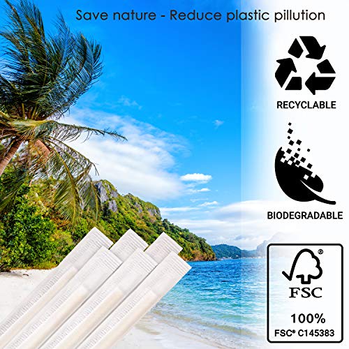 TREBA 400 Pajitas Biodegradables de Papel Kraft– Pajitas para Beber Envueltas – Pajitas Desechables Sin Colorantes Para Cócteles, Bebidas Frías y Calientes – Pajitas Ecologicas Compostables de Papel