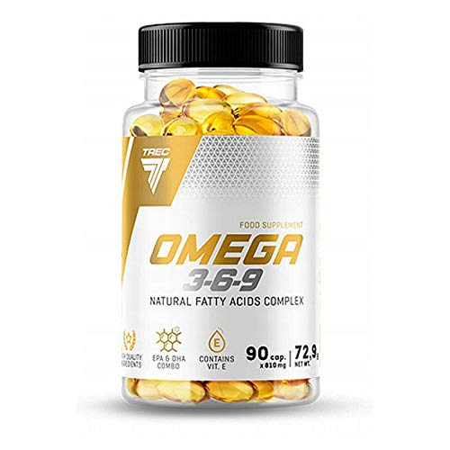Trec OMEGA 3-6-9 | Complejo de ácidos grasos naturales de aceite de pescado | ALA EPA DHA CLA | Apoya la función del corazón, el cerebro y la salud ocular (90 cápsulas)