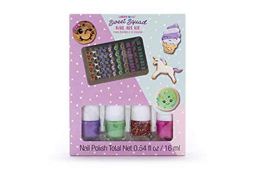 Tri-Coastal Design - Sweet Squad Girls Cosmetics Set de baño con bálsamos labiales perfumados para Niñas, brillo y bolsa de labios y kit de decoración de uñas (Sweet Squad)