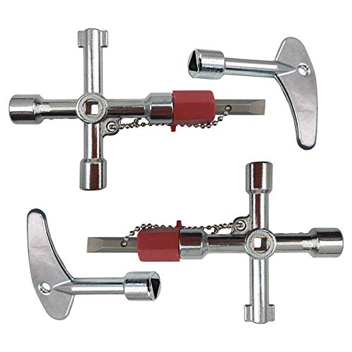 triangulo llave inglesa 2 piezas, 2 piezas Llave de Utilidad Multifuncional 4-Puntas para Abrir Eléctrico Medidor de Gas y Agua Alacena Gabinete puerta de emergencia de liberacion rapida
