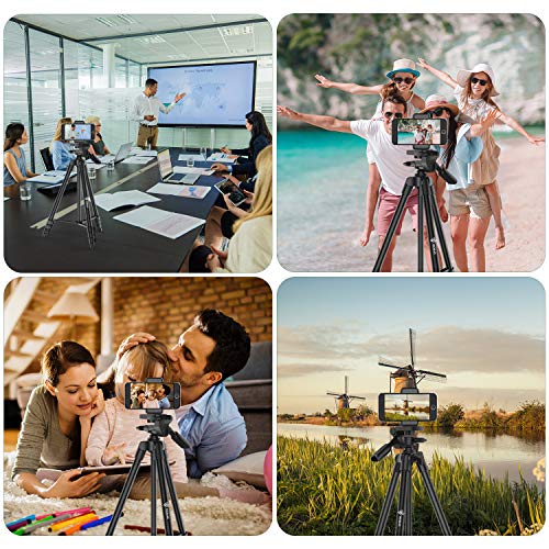 Trípode de Cámara, TECELKS Trípode Móvil (44cm-135cm) de Aluminio con Bluetooth, Soporte de Teléfono, Bolsa de Transporte, Tornillo de Montaje de 1/4", Trípode Ligero de Viaje/Video/Teléfono/ Cámara