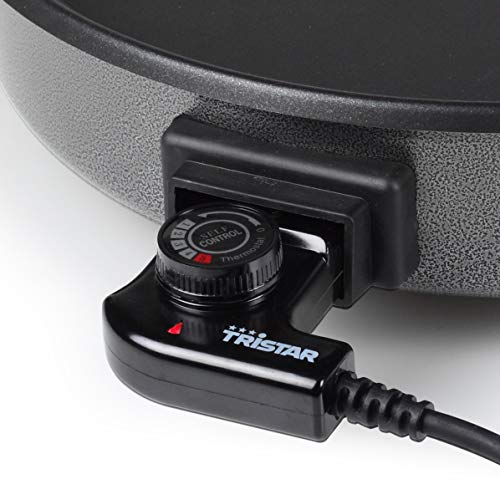 Tristar PZ-2964 – Sartén Eléctrica con Tapa de Cristal, Diámetro 40 cm, Profundidad 4 cm, Recubrimiento Antiadherente, 1500 W, 5 Configuraciones de Temperatura (Diámetro con Mangos 48.5 cm)