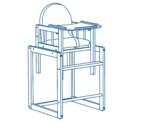 Trona Combi roba, trona con bandeja transformable en silla y mesa independientes, trona infantil en madera natural, asiento tapizado en diseño 'Heartbreaker'