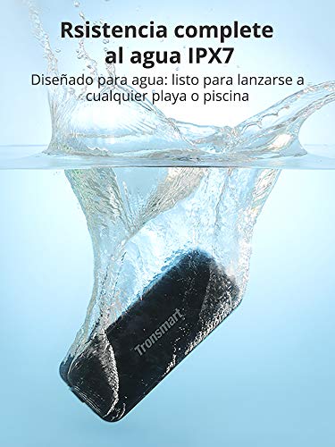 Tronsmart T2 Plus Altavoz Bluetooth 20W, Altavoz Portátil Impermeable IPX7, 24 Horas de Reproducción, Sonido Estéreo TWS, Bluetooth 5.0, Asistente de Voz y Manos Libres para Hogar, Playa, Viajes