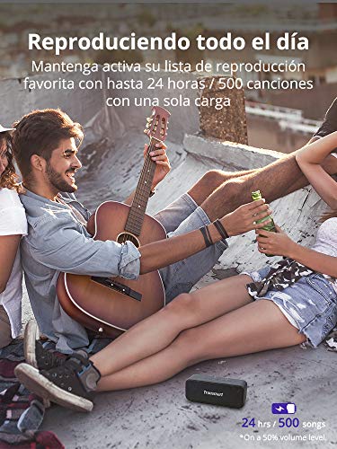 Tronsmart T2 Plus Altavoz Bluetooth 20W, Altavoz Portátil Impermeable IPX7, 24 Horas de Reproducción, Sonido Estéreo TWS, Bluetooth 5.0, Asistente de Voz y Manos Libres para Hogar, Playa, Viajes