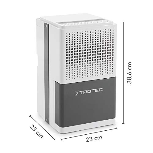 TROTEC Deshumidificador eléctrico TTK 25 E, 10L/24h, Indicador LED, Depósito 1,9 L, Portátil, Para Habitaciones de hasta 15m²/37m³, Compacto, Silencioso, 200 W, Auto-Apagado