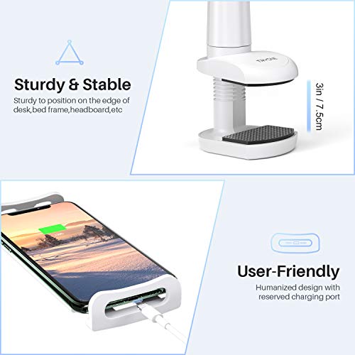 Tryone Soporte Tablet Móvil Multiángulo - Soporte con Brazo de Cuello de Cisne para Serie iPad/Nintendo Switch/Samsung Galaxy Tabs/Huawei Mediapad/Kindle Fire y Más, 75cm de Longitud en Total(Blanco)