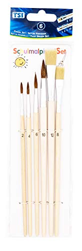 TSI 49106 Pincel, naturaleza, Haarpinsel 2,4,6,10 - Borstenpinsel 8,12
