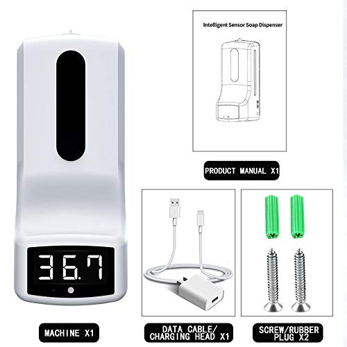 TTFGG 1000ML Inducción Automática Dispensador De Jabón,Sin Contacto Temperatura De Medición del Instrumento,Infrarrojo Frente Temperatura Corporal Instrumento De Medición