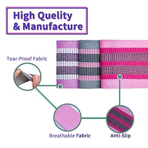 TTMOW Bandas Elásticas Musculacion Bandas de Resistencia de Tela Antideslizantes con 3 Niveles Cintas Elásticas para Yoga, Pilates, Glúteos, Caderas, Piernas, Brazos, Fitness, Crossfit, Mujer y Hombre