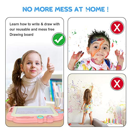 TTMOW Pizarras Infantil de Dibujo Magnética con Pluma, Almohadilla Borrable de Escritura y Dibujo, Juguetes Educativos para 3 niños 4 años 5 años 6 años (Rosa)