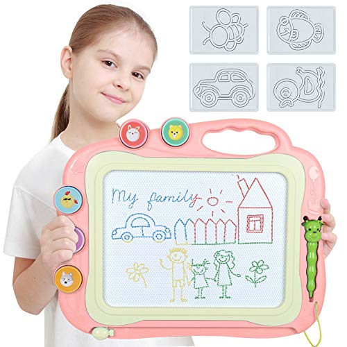 TTMOW Pizarras Infantil de Dibujo Magnética con Pluma, Almohadilla Borrable de Escritura y Dibujo, Juguetes Educativos para 3 niños 4 años 5 años 6 años (Rosa)