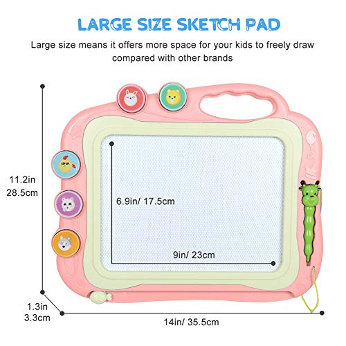 TTMOW Pizarras Infantil de Dibujo Magnética con Pluma, Almohadilla Borrable de Escritura y Dibujo, Juguetes Educativos para 3 niños 4 años 5 años 6 años (Rosa)