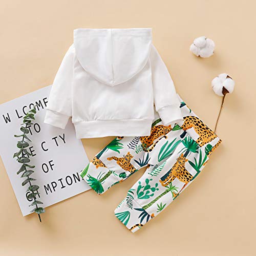 TUDUZ Bebé Niña Sudadera con Capucha Manga Larga Tops Estampado De Girasol Pantalones Ropa Conjuntos Otoño E Invierno (BlancoV, 80)
