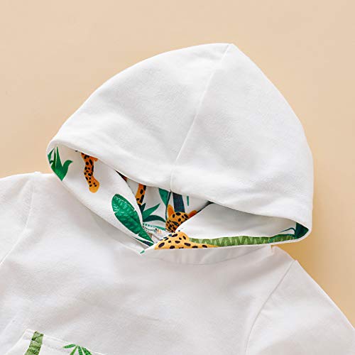 TUDUZ Bebé Niña Sudadera con Capucha Manga Larga Tops Estampado De Girasol Pantalones Ropa Conjuntos Otoño E Invierno (BlancoV, 80)