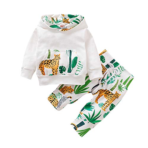 TUDUZ Bebé Niña Sudadera con Capucha Manga Larga Tops Estampado De Girasol Pantalones Ropa Conjuntos Otoño E Invierno (BlancoV, 80)