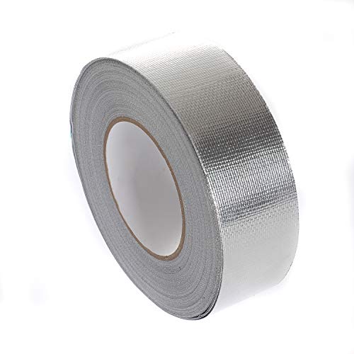 TUKA-i-AKUT Cinta reforzada adhesiva de aluminio con malla di rinforzo, 50mm x 50 metros, cinta aislante autoadhesiva + con refuerzo de malla de fibra de vidrio + cinta autoadhesiva, TKD5022