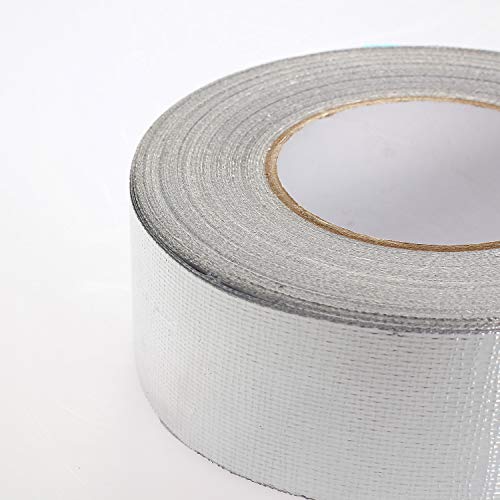 TUKA-i-AKUT Cinta reforzada adhesiva de aluminio con malla di rinforzo, 50mm x 50 metros, cinta aislante autoadhesiva + con refuerzo de malla de fibra de vidrio + cinta autoadhesiva, TKD5022