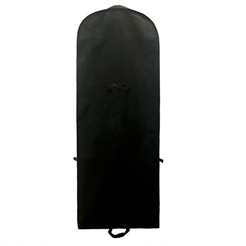 TUKA Transpirable Funda de Ropa, 180 cm x 65 cm Bolsa de Ropa Protector para Vestidos de Novia o de Fiesta, Trajes, Abrigos. 2 Accesorios Bolsillos, Bolsa portatrajes, Negro, TKB1001 Black