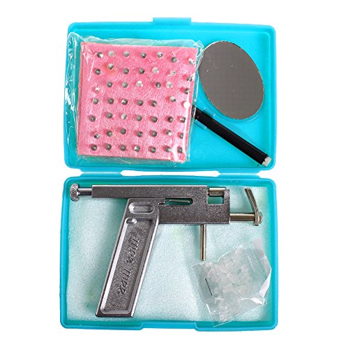 Tukistore Pistola de oído Saludable de Seguridad,Profesionales Labios Oreja Anillo del Cuerpo Piercing Pistola Oreja Kit de Herramientas de Pistola de Clavos con 49 Pares de Metal Pendiente del Perno