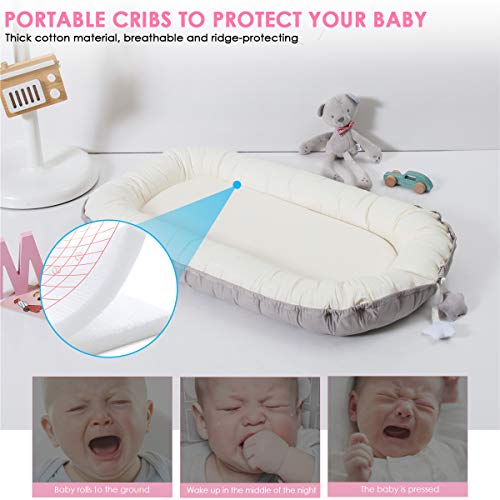 Tumbona para Bebés, Tumbona para Bebés de Algodón Transpirable Súper Suave, Perfecta para Dormir Juntos, Cuna Portátil, Cuna, Cama para Acurrucarse para Bebés de 0 a 12 Meses