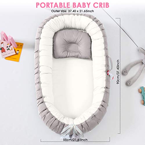 Tumbona para Bebés, Tumbona para Bebés de Algodón Transpirable Súper Suave, Perfecta para Dormir Juntos, Cuna Portátil, Cuna, Cama para Acurrucarse para Bebés de 0 a 12 Meses