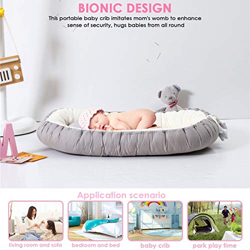 Tumbona para Bebés, Tumbona para Bebés de Algodón Transpirable Súper Suave, Perfecta para Dormir Juntos, Cuna Portátil, Cuna, Cama para Acurrucarse para Bebés de 0 a 12 Meses