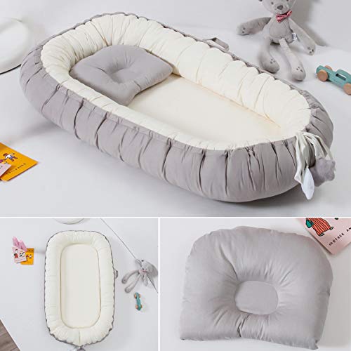 Tumbona para Bebés, Tumbona para Bebés de Algodón Transpirable Súper Suave, Perfecta para Dormir Juntos, Cuna Portátil, Cuna, Cama para Acurrucarse para Bebés de 0 a 12 Meses