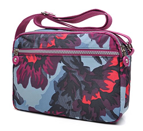 tuokener Bolso Nylon Mujer Bandolera Pequeños Impermeable Bolsos Estampados Bandoleras Bolsa para Viaje,Negro