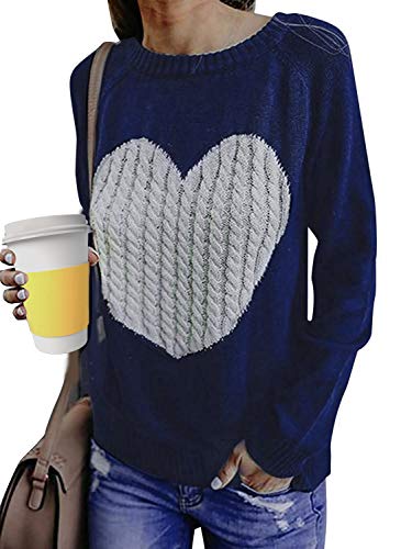 Tuopuda Mujer Jerséis Punto Suéter de Moda Cuello Redondo Manga Larga Sudaderas Blusas Cálido de Invierno Tops