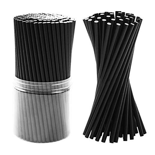 Tupa 350 Unidades Paja de Papel Desechable Biodegradable Respetuoso con el Medio Ambiente Decoraciones con Pajitas para Artículos de Boda y Favores de Fiesta (Negro) (Negro)