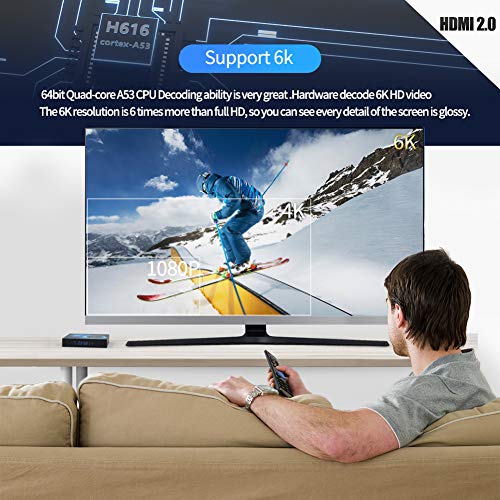 TV Box Android 10.0,Sidiwen T95 Android Box 4GB RAM / 64GB ROM Allwinner H616 Quad-Core Media Play 64bit,Soporte 2.4 / 5.0GHz Dual WiFi Ethernet / Ultra HD6K/3D/H.265/Bluetooth 5.0 Smart TV Box
