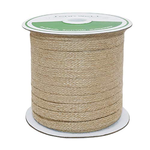 TW-AB Cuerda de arpillera Trenzada de Doble Capa de 92, 9 mm de Ancho, Cinta de Yute para Manualidades, decoración de Bodas y Fiestas (marrón)