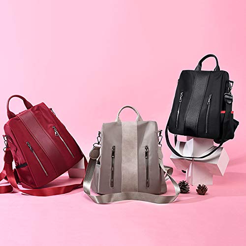TXVSO Mujeres Señoras Mochila Mochila Hombro Escuela Bolsa antirrobo Impermeable Oxford Tela, Caqui
