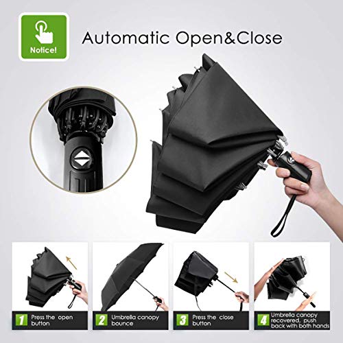 TYHG Paraguas automático Tri-Fold 3d impreso lindo gato con gafas de sol impermeable lluvia paraguas interior impresión para uso diario