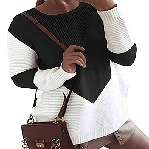 U/A Color a juego ahuecado hacia fuera Split suéter de longitud media para las mujeres