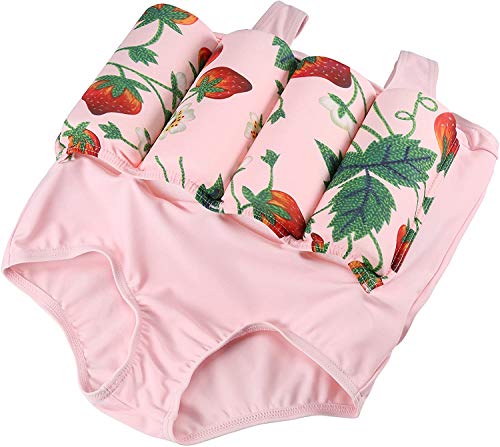 UBaymax Kid's Traje de Baño,Bebé Flotador Bañador con 8 Palitos Extraíbles,Entrenador de Natación de Niños con 2 Flotadores de Brazo, Ropa Flotante Ideal para Flotar con Auriculares,1-3 Años (Rosa)