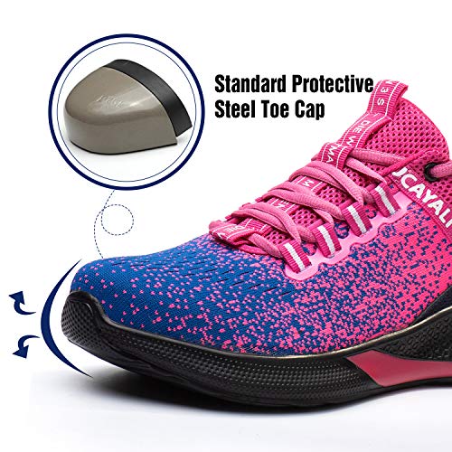 Ucayali Zapatos de Seguridad con Punta de Acero para Mujer Zapatillas de Trabajo Puntera Reforzada Calzado de Protección Industria Construcción - Cómodos Ligeros y Antideslizantes(Rosa, 38)