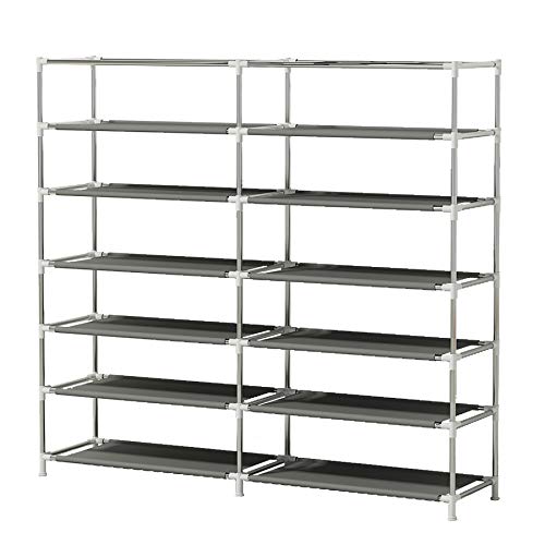 UDEAR Shoes Rack Organizador de Tela de Zapatos, Zapatero 7 Pisos con Resistente al Polvo Negro