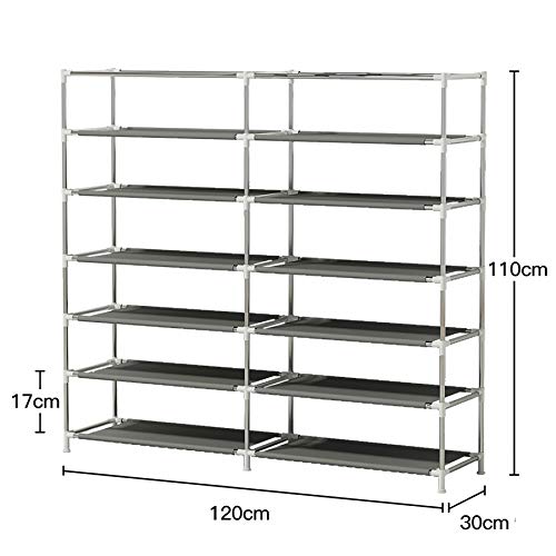 UDEAR Shoes Rack Organizador de Tela de Zapatos, Zapatero 7 Pisos con Resistente al Polvo Negro