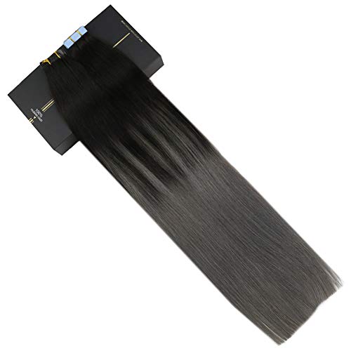 Ugeat 22 Pulgada Seamless Extensiones de Cabello Natural Adhesivas Liso 100% Remy Cabello Humano Largo Tape in Hair Extensions 50g 20pcs