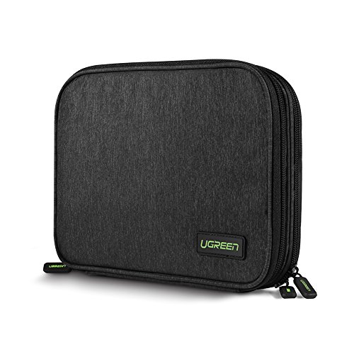 UGREEN Bolsa para Organizar Cable, Estuche Impermeable con 12 Bandas Elesticás para Guardar Cable, Auricular, Memoria USB, SD/TF Tarjeta, Funda de Viaje para iPad Mini, Cargador, PowerBank, Disco Duro