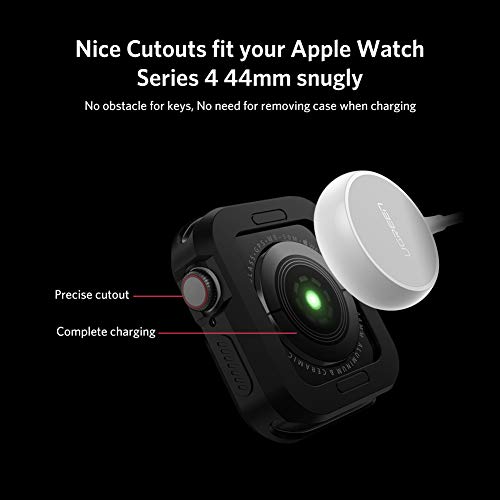 UGREEN Funda para Apple Watch Series 4, Fundas para iWatch 4 44mm 2PACK, Suave Silicona Cubierta Anti-Golpes, Anti-Rasguños, Ultra Ligero, Fundas Rugged Armor Bumper para iWatch 4 2018, Nike+